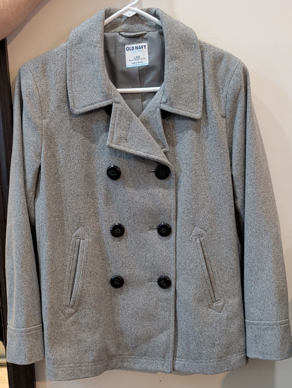 Old Navy Light Gray Double-Breasted Pea Coat